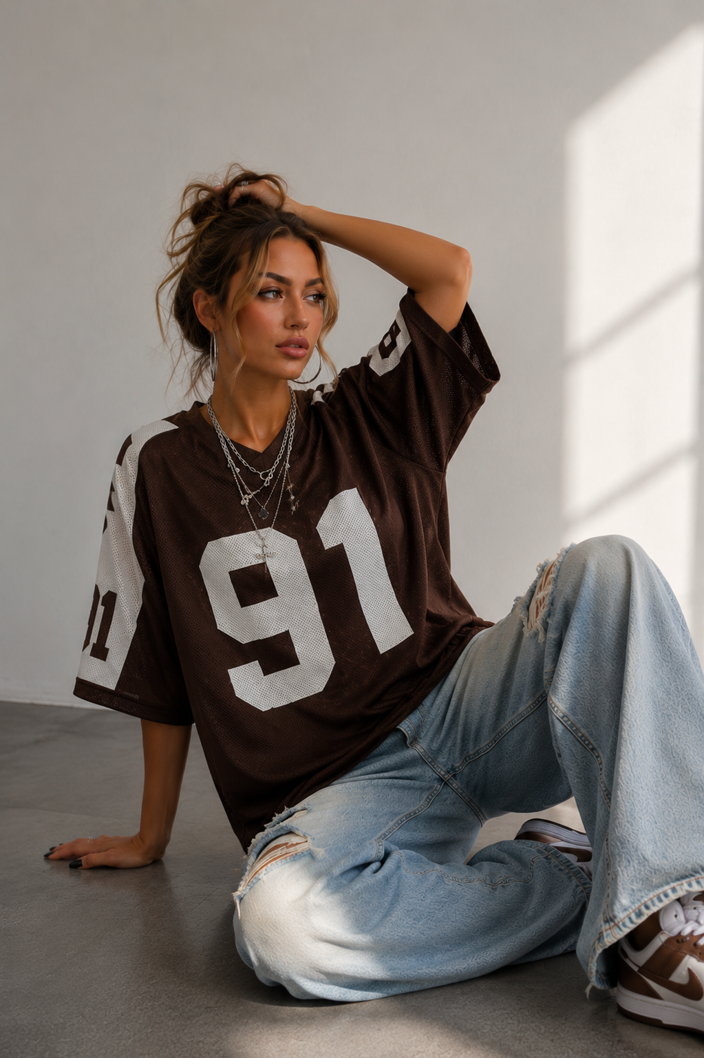 Maillot de sport surdimensionné | Imprimé numérique | Streetwear Y2K