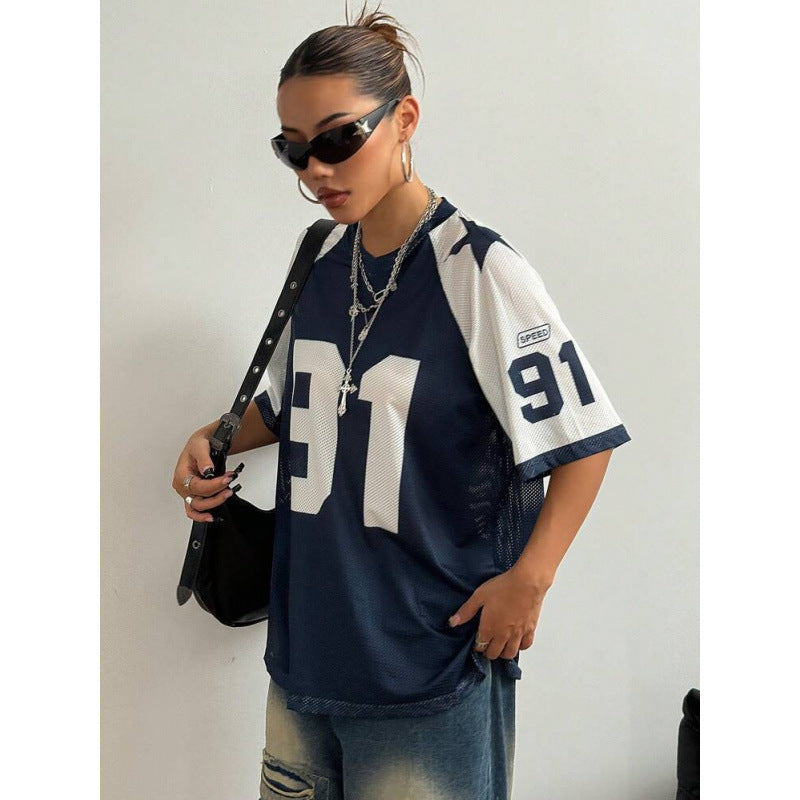 Maillot de sport surdimensionné | Imprimé numérique | Streetwear Y2K