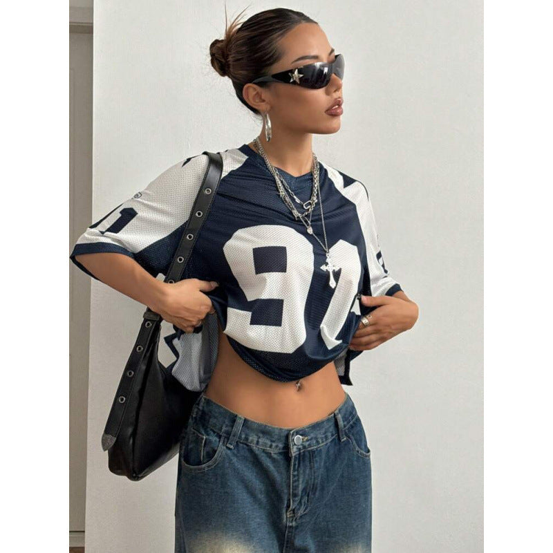 Maillot de sport surdimensionné | Imprimé numérique | Streetwear Y2K