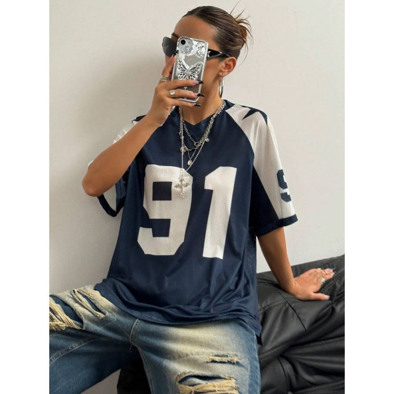 Maillot de sport surdimensionné | Imprimé numérique | Streetwear Y2K