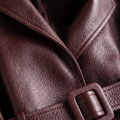 Veste femme simili cuir cintrée avec col en mouton