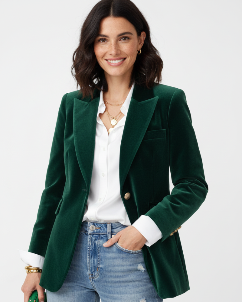 Blazer velours femme cintré avec velours texturé et grande taille