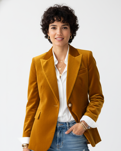 Blazer velours femme cintré avec velours texturé et grande taille