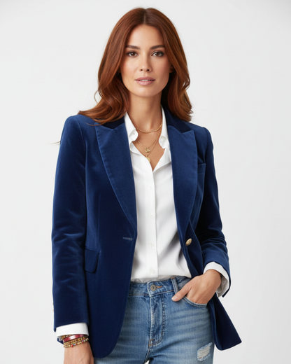 Blazer velours femme cintré avec velours texturé et grande taille