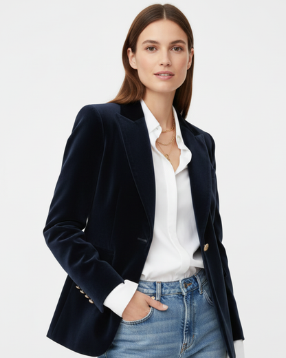 Blazer velours femme cintré avec velours texturé et grande taille