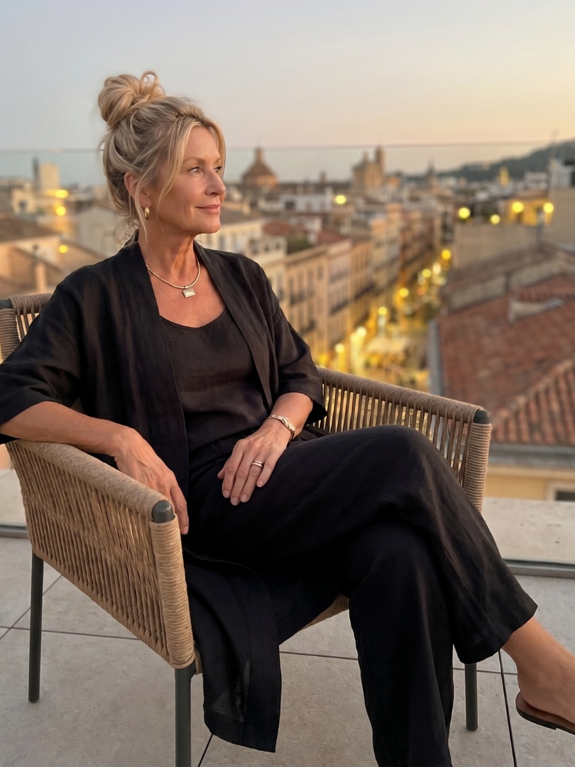 Ensembles Lin Femme | Trois Pièces avec Cardigan et Pantalon Large