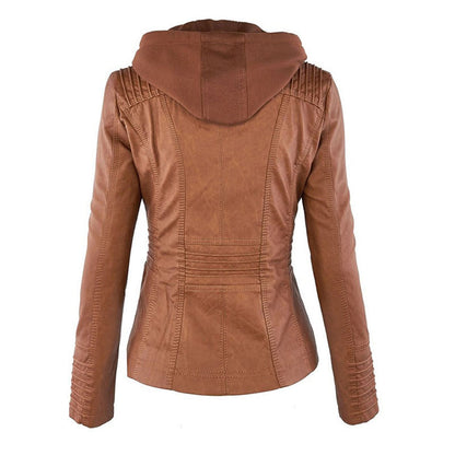 Veste Cuir Femme | Imperméable avec Capuche | Doublure Souple