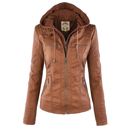 Veste Cuir Femme | Imperméable avec Capuche | Doublure Souple