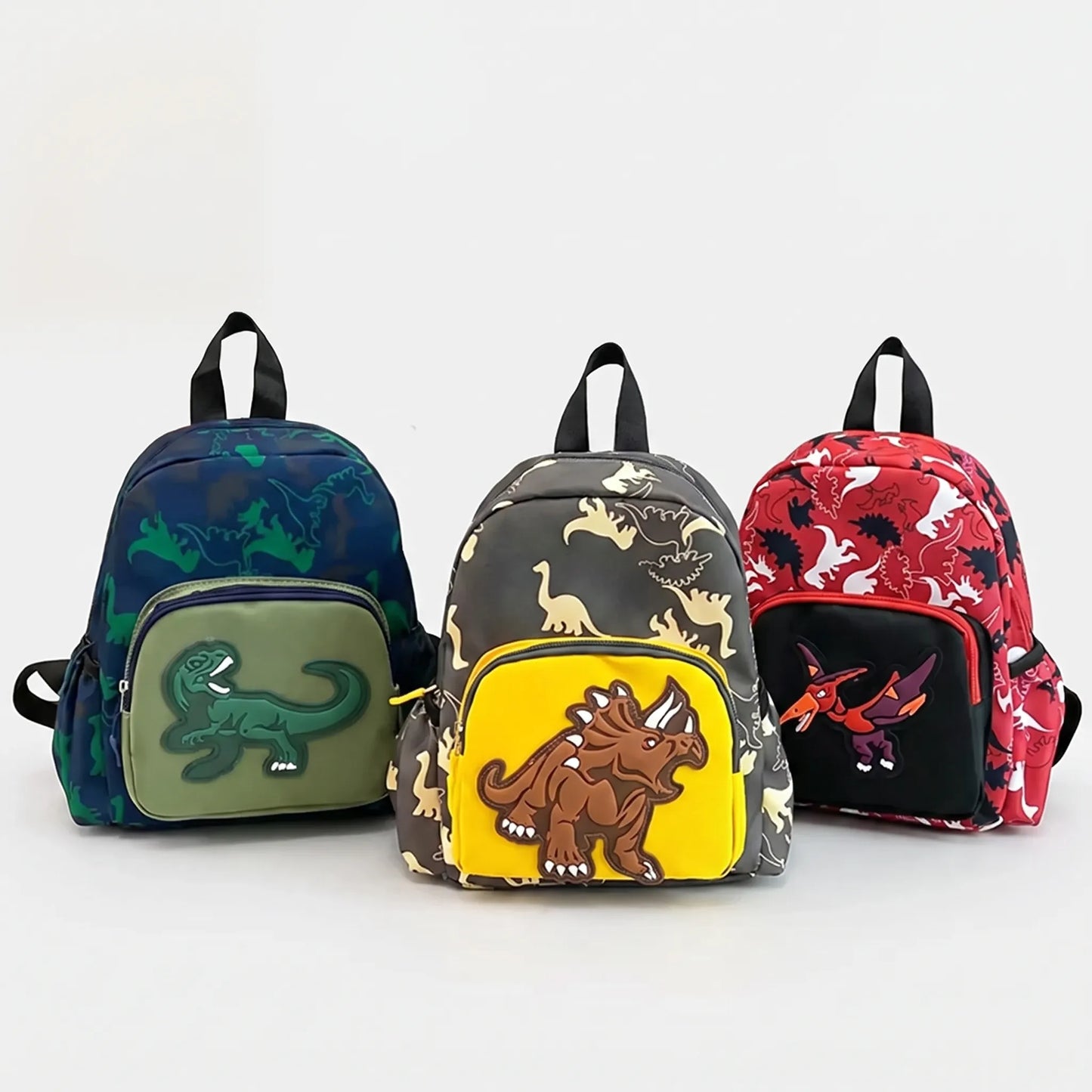 Sac à Dos Maternelle Dinosaure | Sac à Dos Conique Enfant | Vert, Rouge, Jaune