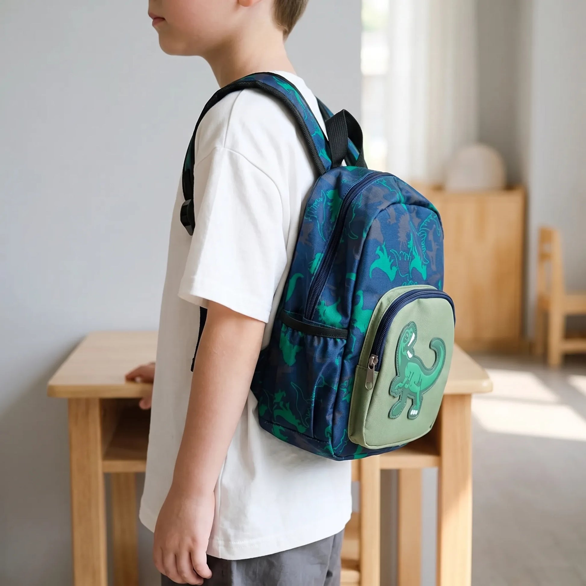 Sac à Dos Maternelle Dinosaure | Sac à Dos Conique Enfant | Vert, Rouge, Jaune