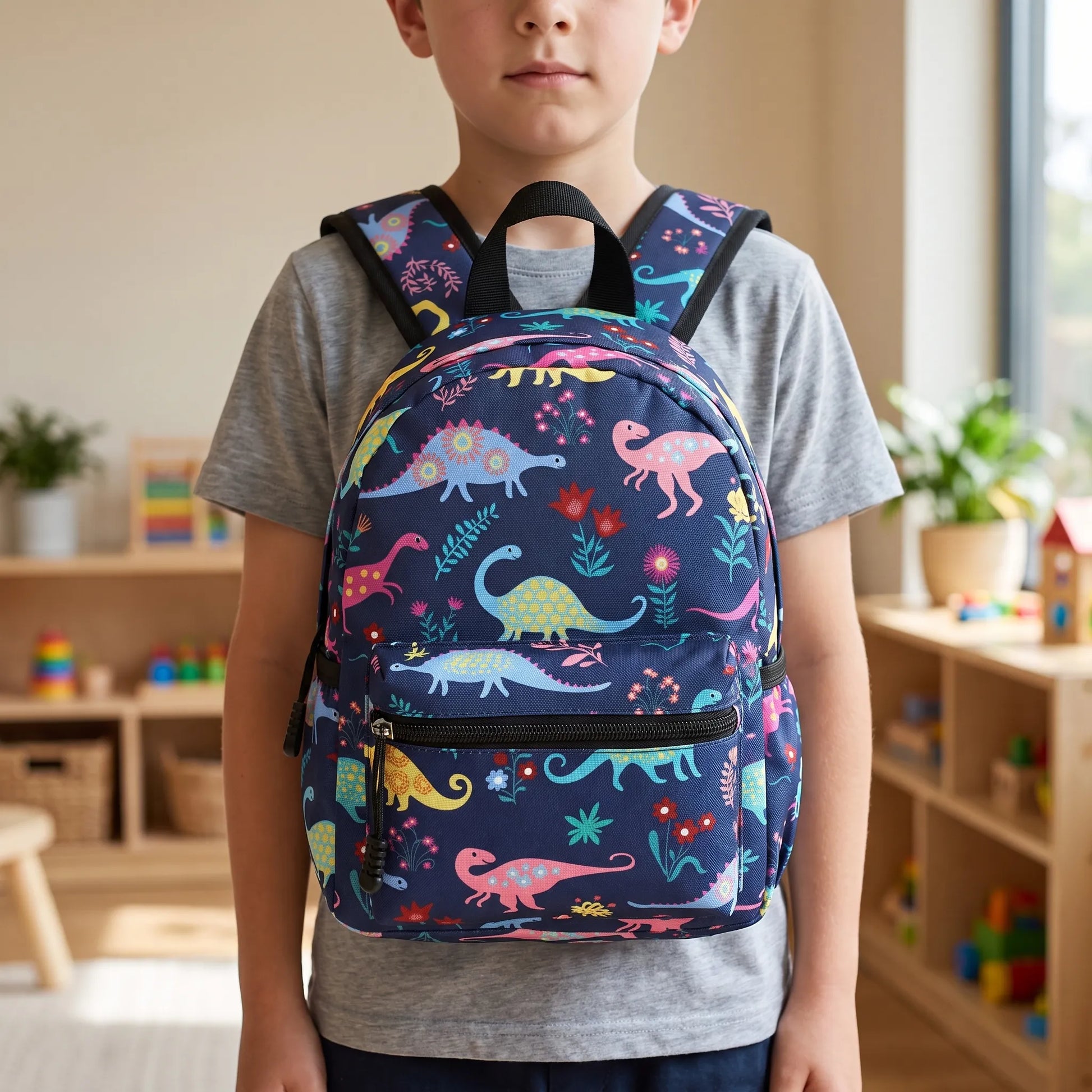 Sac à dos scolaire pour enfants | Bleu, motif | 30×23 cm