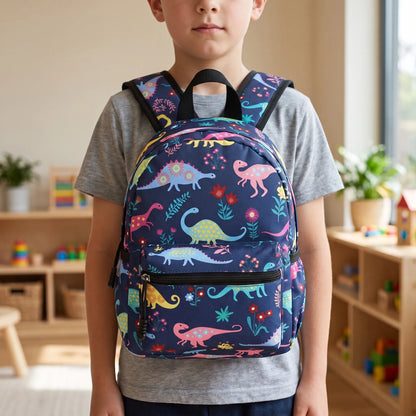 Sac à dos scolaire pour enfants | Bleu, motif | 30×23 cm