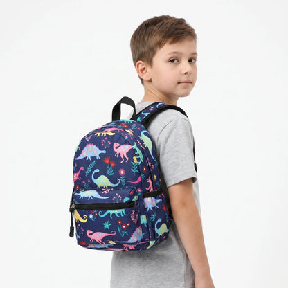 Sac à dos scolaire pour enfants | Bleu, motif | 30×23 cm