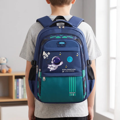 Sac à dos scolaire | Plusieurs poches, motif astronaute | 46 cm