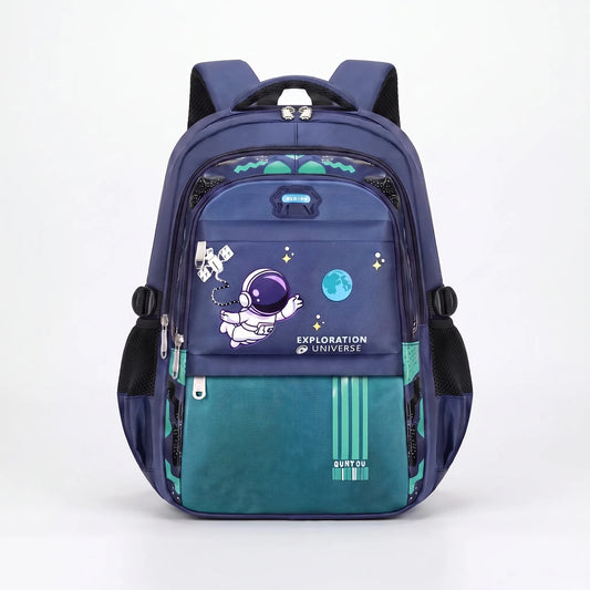Sac à dos scolaire | Plusieurs poches, motif astronaute | 46 cm