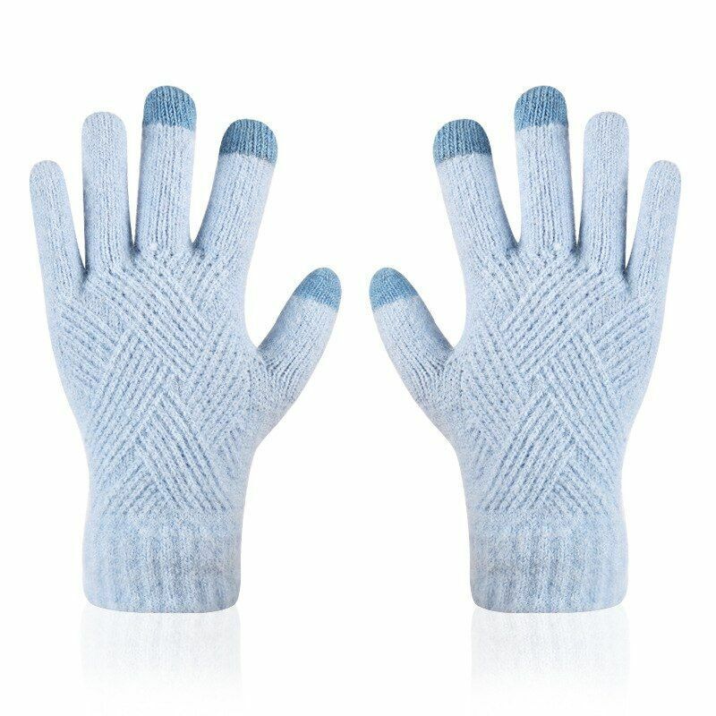 Gants femme tricot compatibles écran tactile, chauds et extensibles pour l'hiver