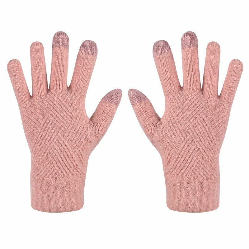 Gants femme tricot compatibles écran tactile, chauds et extensibles pour l'hiver
