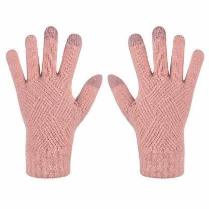Gants femme tricot compatibles écran tactile, chauds et extensibles pour l'hiver