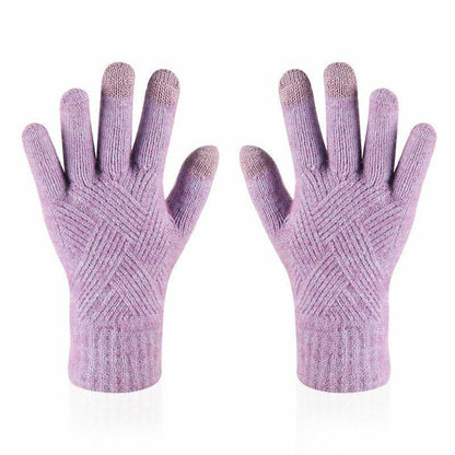 Gants femme tricot compatibles écran tactile, chauds et extensibles pour l'hiver