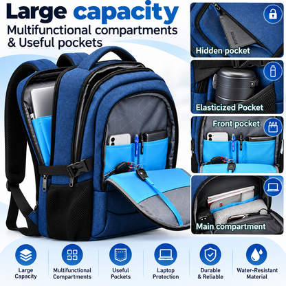 Zaino per computer | Impermeabile, porta USB integrata | Formato 43 cm