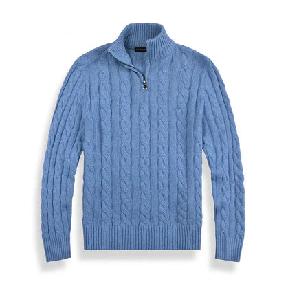 Pull homme torsadé col montant demi-zip coupe regular fit