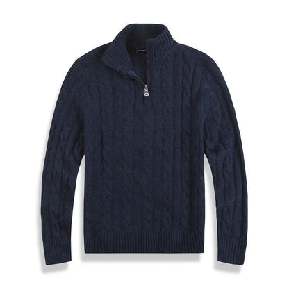 Pull homme torsadé col montant demi-zip coupe regular fit