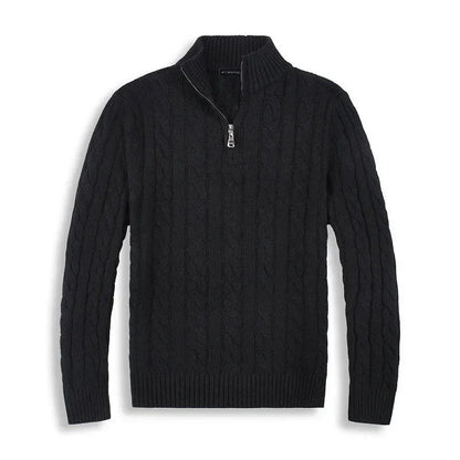 Pull homme torsadé col montant demi-zip coupe regular fit