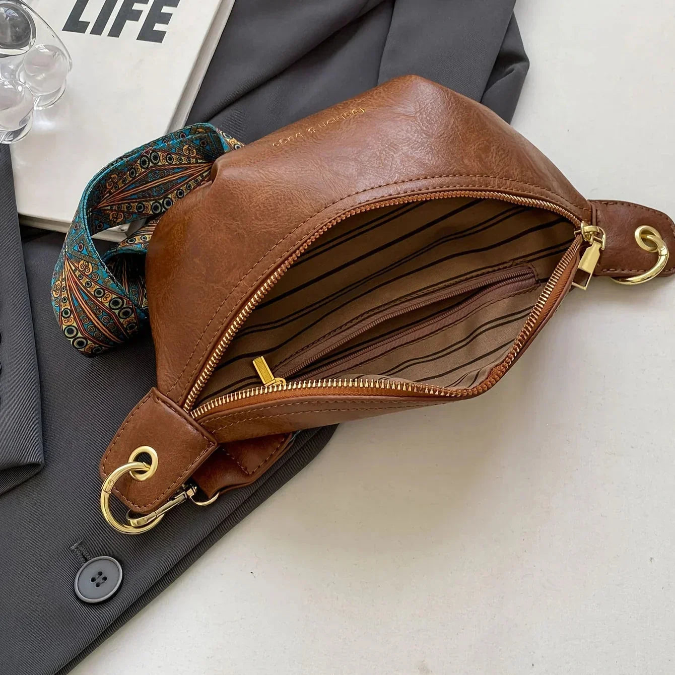 Sac Banane Cuir Femme | Bandoulière Ajustable, Compartiments Zippés