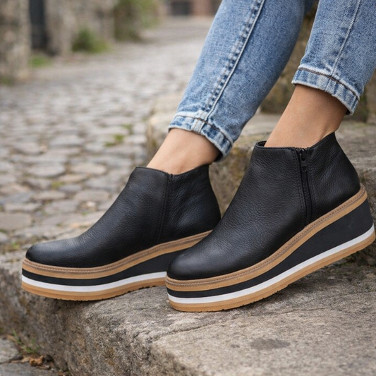 Bottines Femme | Compensée Plateforme | Fermeture Latérale, Cuir Synthétique