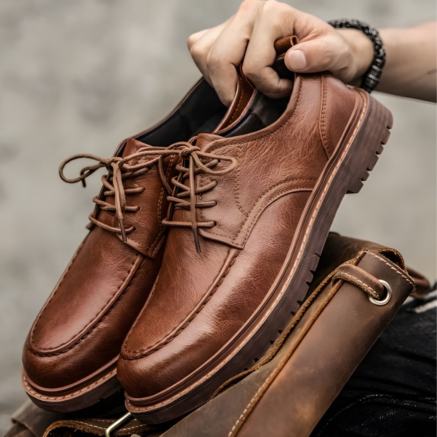 Chaussures de Ville Homme | Cuir Noir et Brun, Lacets Oxford
