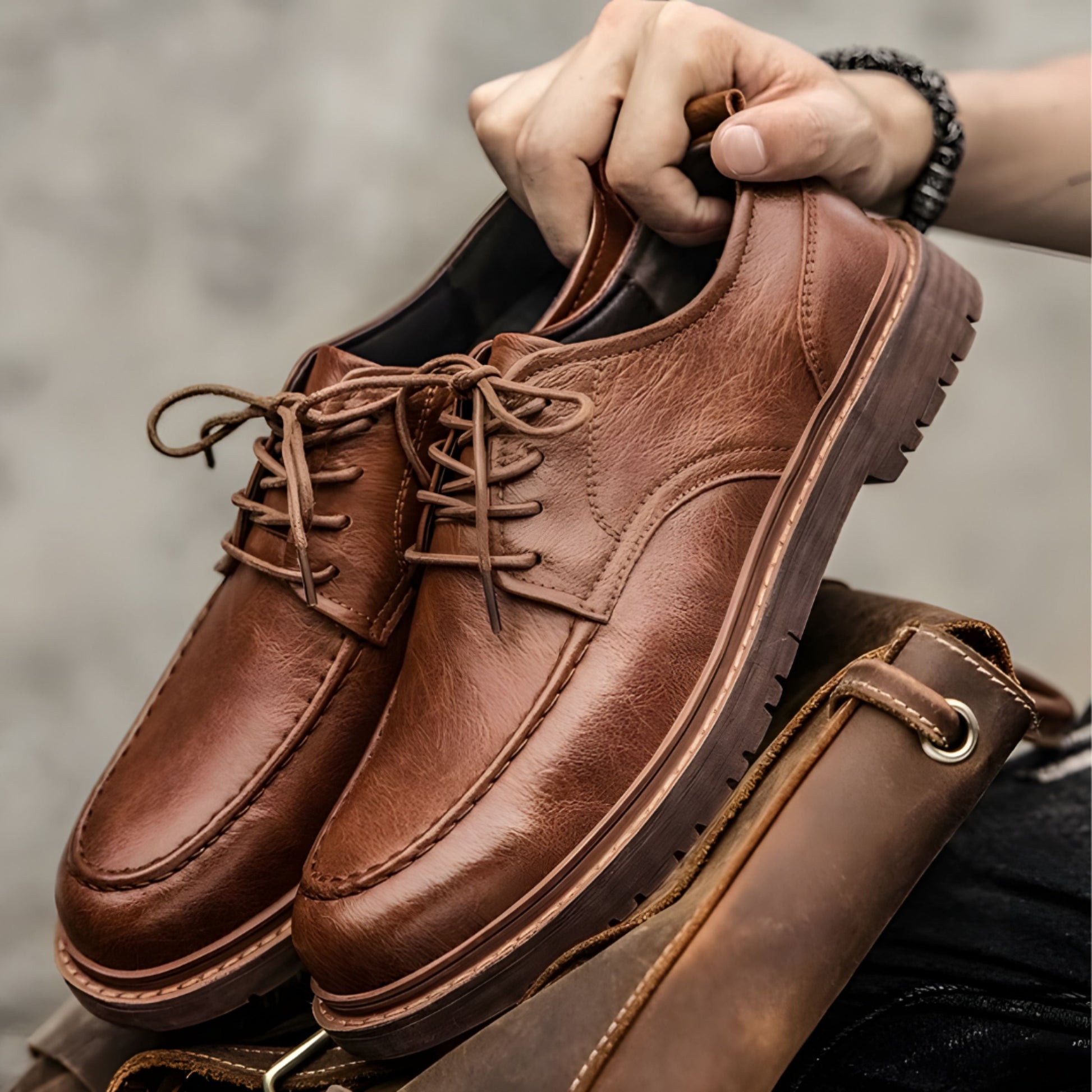 Chaussures de Ville Homme | Cuir Noir et Brun, Lacets Oxford