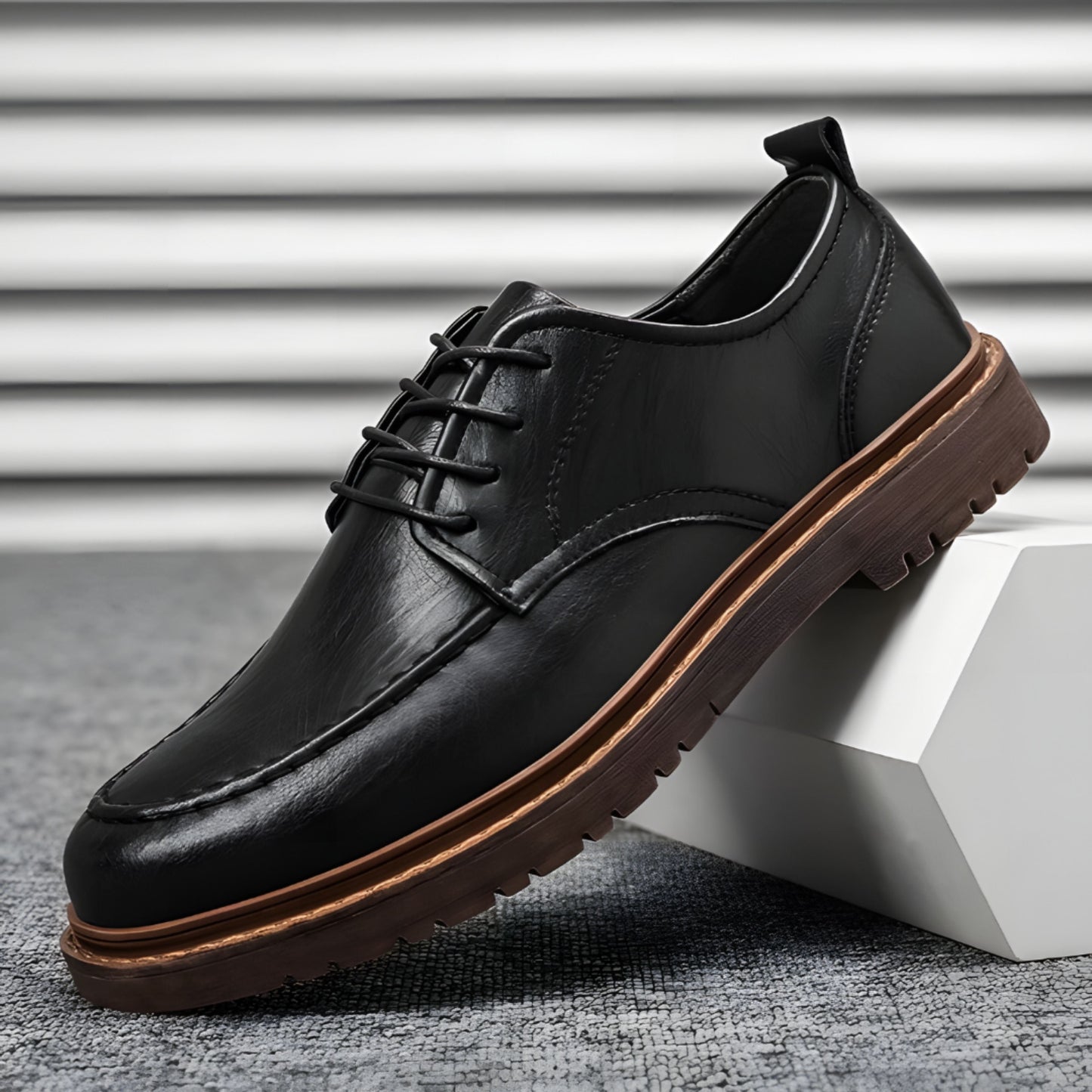 Chaussures de Ville Homme | Cuir Noir et Brun, Lacets Oxford