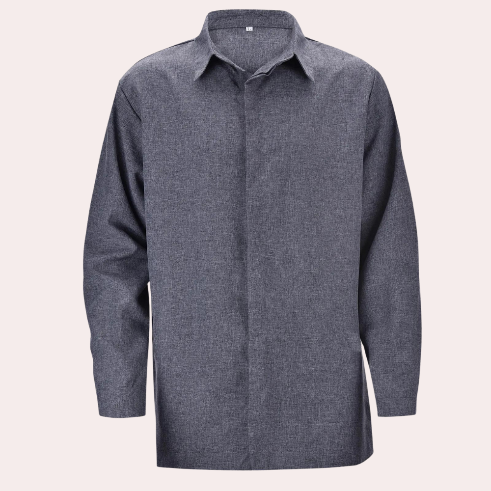 Chemise pour homme | Classique, manches longues | Aspect lin, affaires loisirs | Boutonnage