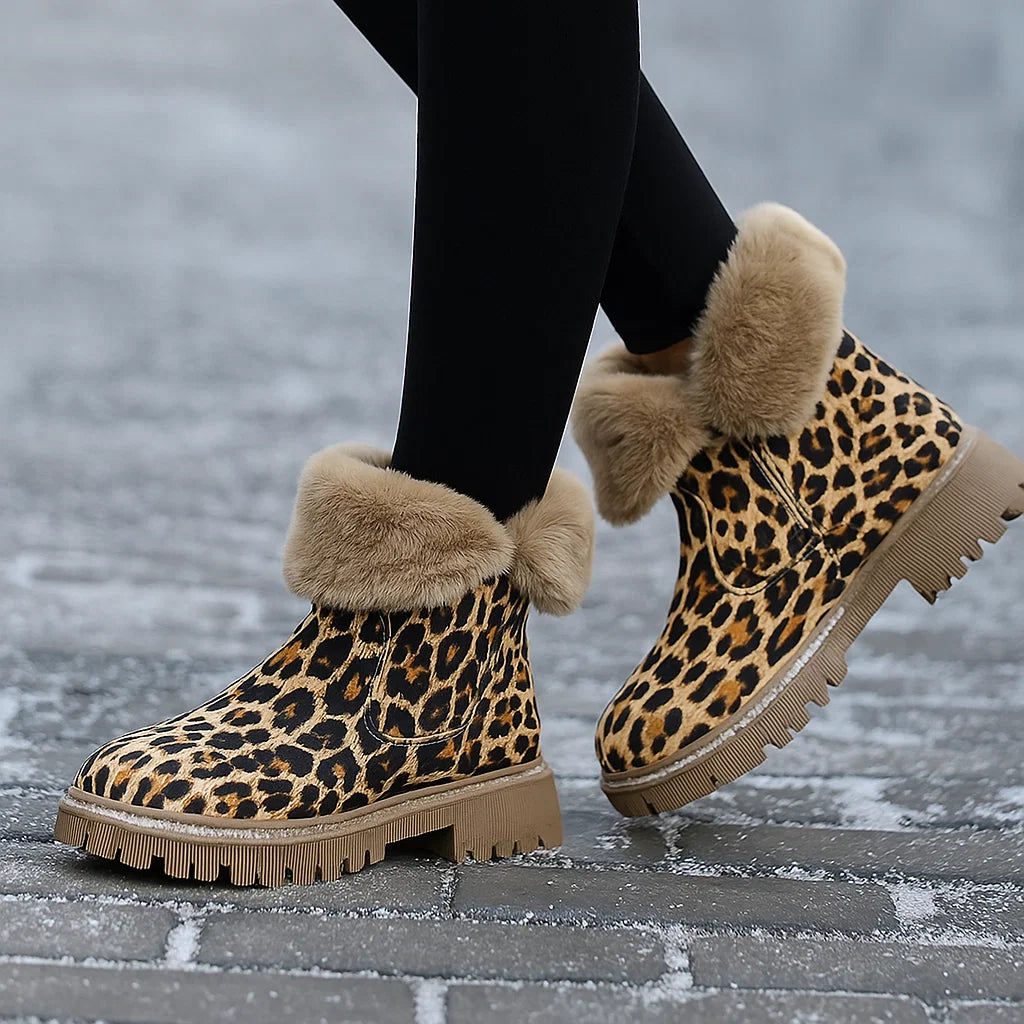 Bottes de Neige Imprimé Léopard Femme - Hiver Confort