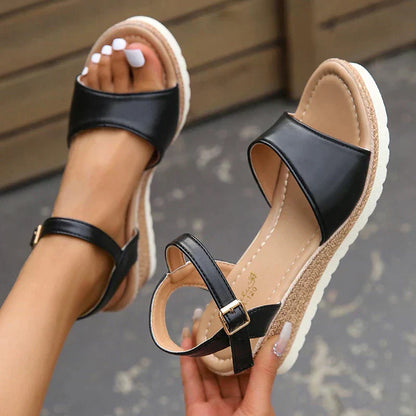 Sandales Compensées Femme | Confort Orthopédique | Boucle Ajustable