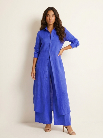 Ensemble Linéen Femme | Chemise Longue, Pantalon Ample | Respirable