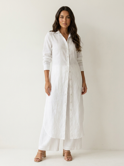 Ensemble Linéen Femme | Chemise Longue, Pantalon Ample | Respirable