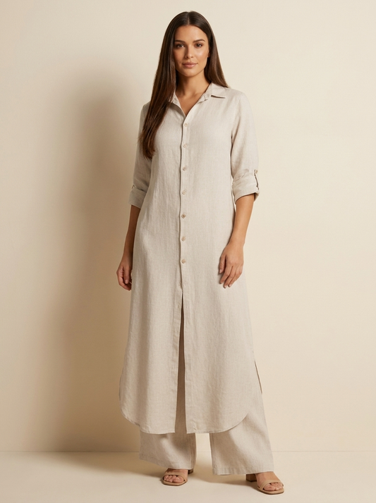 Ensemble Linéen Femme | Chemise Longue, Pantalon Ample | Respirable