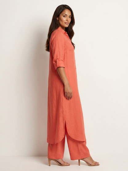 Ensemble Linéen Femme | Chemise Longue, Pantalon Ample | Respirable