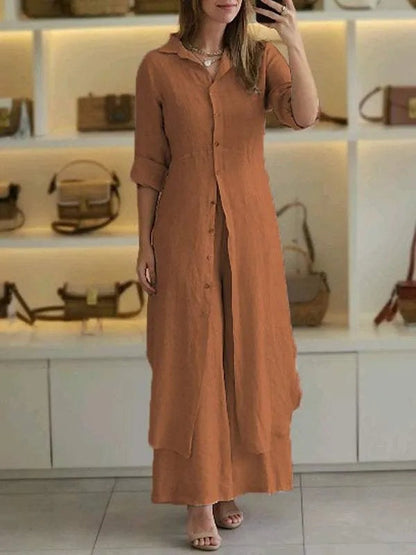 Ensemble Linéen Femme | Chemise Longue, Pantalon Ample | Respirable