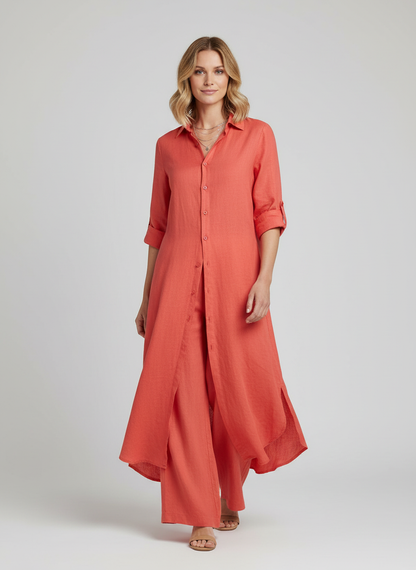 Ensemble Linéen Femme | Chemise Longue, Pantalon Ample | Respirable