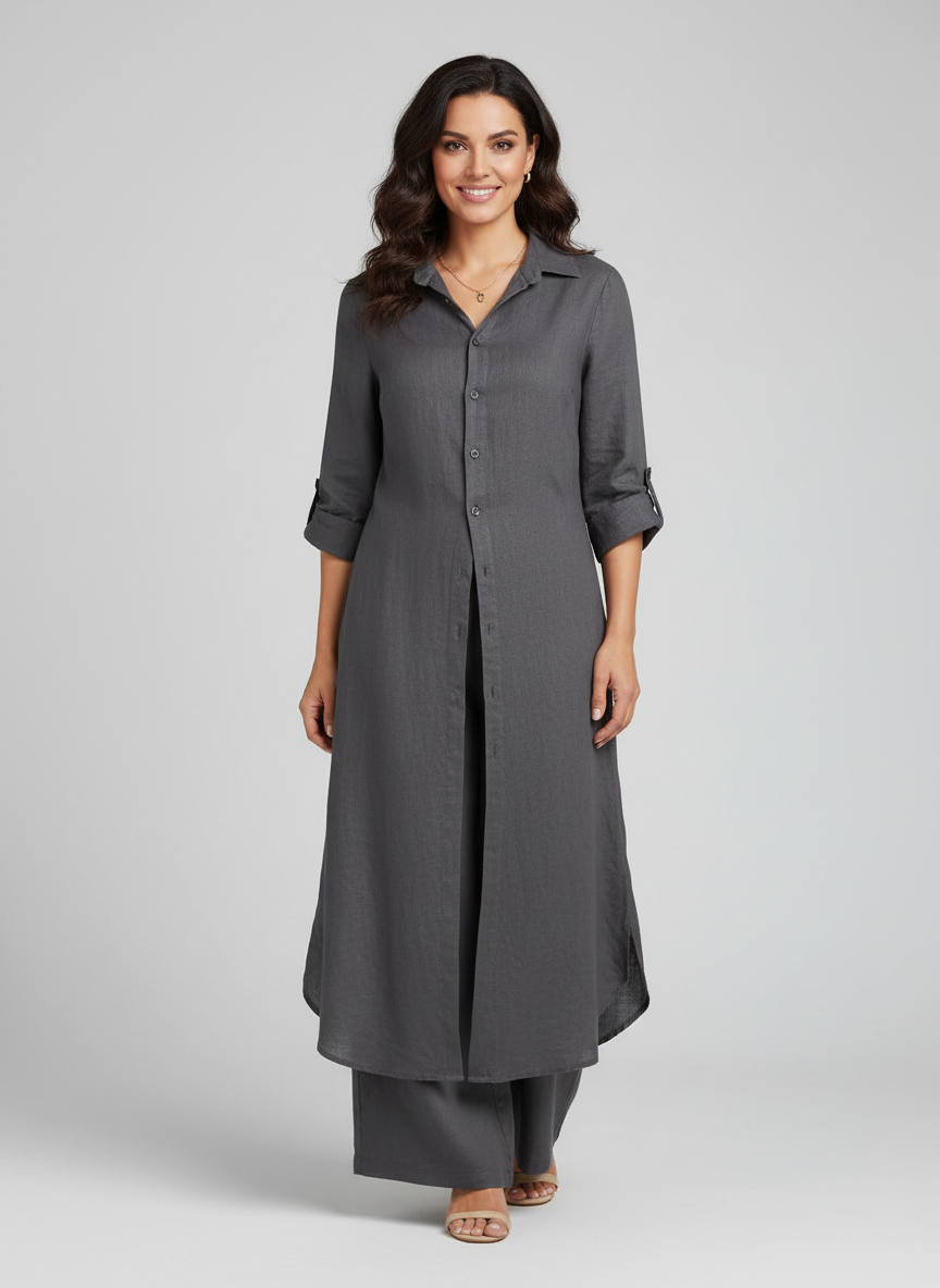 Ensemble Linéen Femme | Chemise Longue, Pantalon Ample | Respirable
