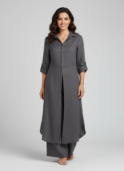 Ensemble Linéen Femme | Chemise Longue, Pantalon Ample | Respirable