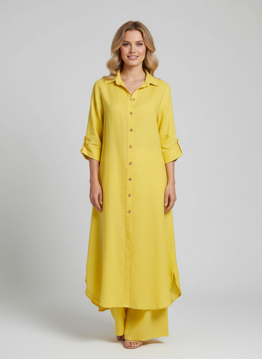 Ensemble Linéen Femme | Chemise Longue, Pantalon Ample | Respirable