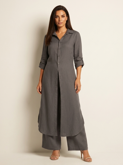 Ensemble Linéen Femme | Chemise Longue, Pantalon Ample | Respirable
