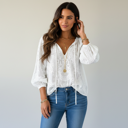 Blouse Dentelle | Bohème, Aérée | Top Romantique Femme