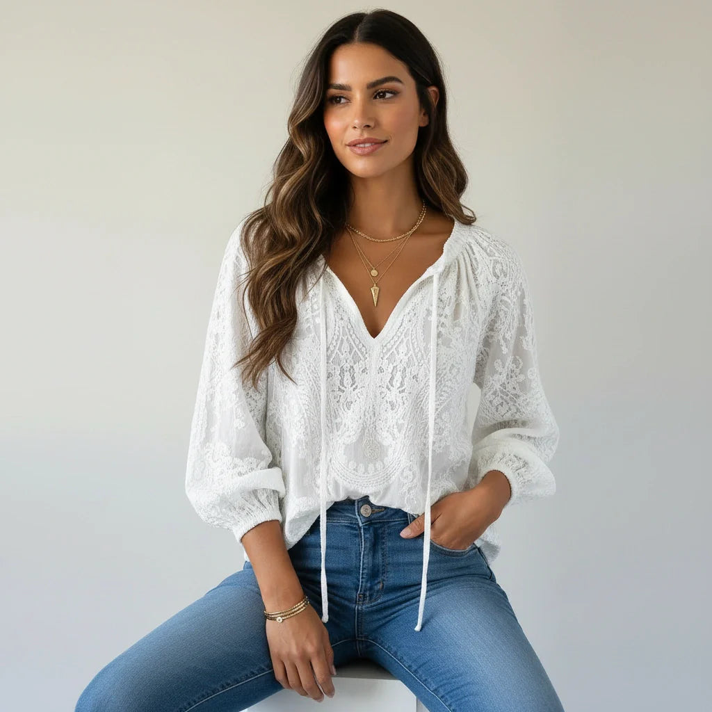 Blouse Dentelle | Bohème, Aérée | Top Romantique Femme