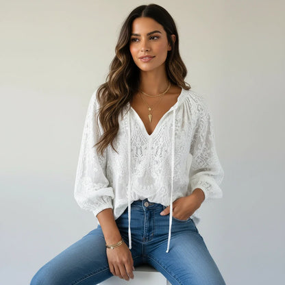 Blouse Dentelle | Bohème, Aérée | Top Romantique Femme