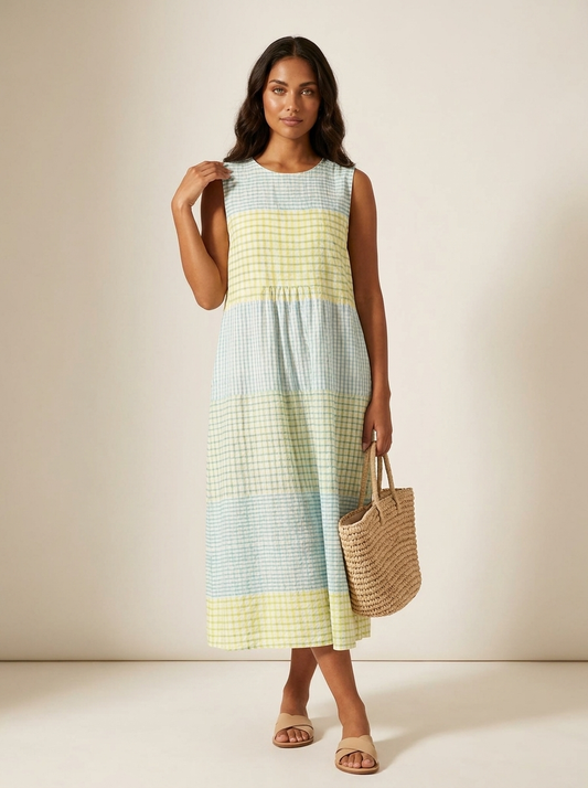 Robe Midi Femme | Sans Manches, Imprimée Été