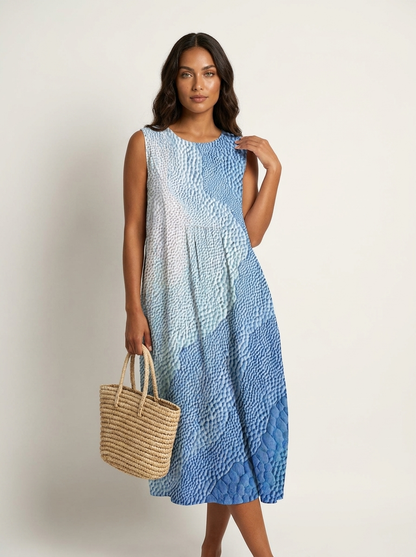 Robe Midi Femme | Sans Manches, Imprimée Été
